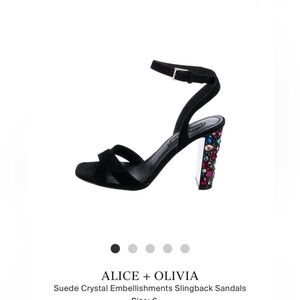 Alice + Olivia Suede Crystal Embellishment Sling Back Sandal, Heels